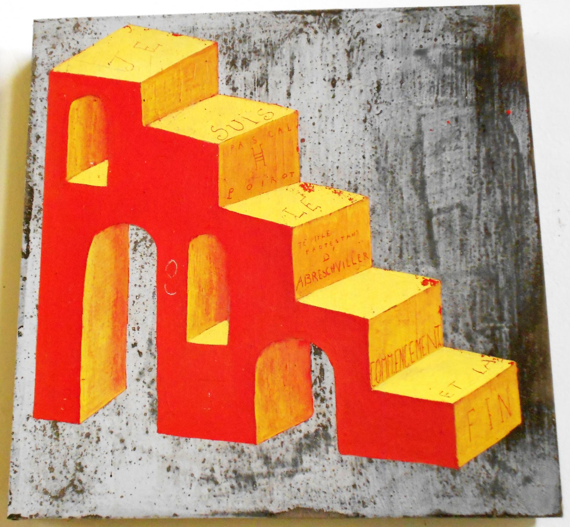 Escalier rouge et jaune